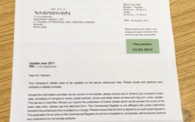 SCAM BEWARE! – LETTER REQUESTING AN UPDATE TO YOUR COMPANY DETAILS ON COMMERCIAL REGISTER!
